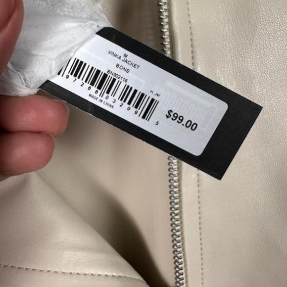 Steve Madden Vinka Faux Leather Motorcycle Jacket Bone Size M - Picture 6 of 9